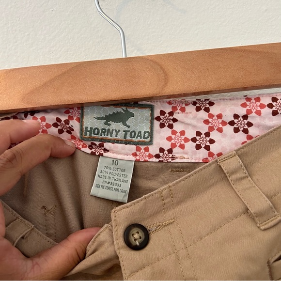 Horny Toad (Toad and Co) tan khaki cotton blend wide leg pants Size 10 - Picture 4 of 13